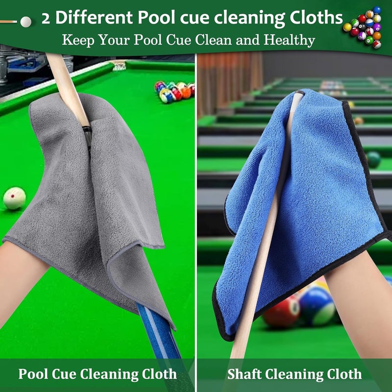 Winucue Pool Table Brush Set, 14pcs Billiard Table Felt and Cue Cleaning Accessories with 2 Wooden Brushes, Cue Cleaning Cloth, Ferrule Polish Cloth, Shaft Wax, Towel Burnisher and Sticky Lint Roller - Image 4